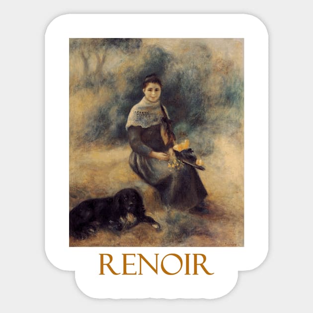 Young Girl with a Dog by Pierre-Auguste Renoir Sticker by Naves